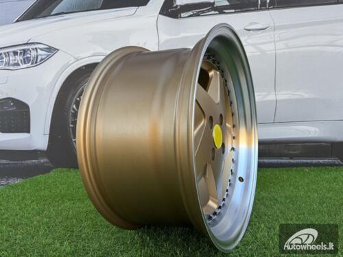 Ratlankis Ferrari 348 Style R17X8.5J 4X100 ET30 73.1 Gold with Diamond cut lip and black rivets wheel