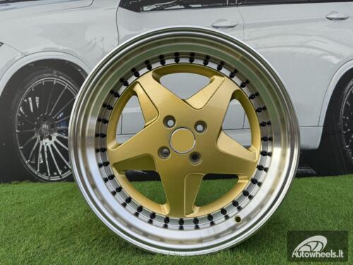 Ratlankis Ferrari 348 Style R17X8.5J 4X100 ET30 73.1 Gold with Diamond cut lip and black rivets wheel