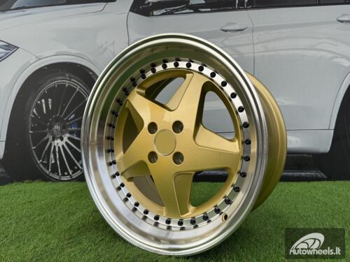 Ratlankis Ferrari 348 Style R17X8.5J 4X100 ET30 73.1 Gold with Diamond cut lip and black rivets wheel