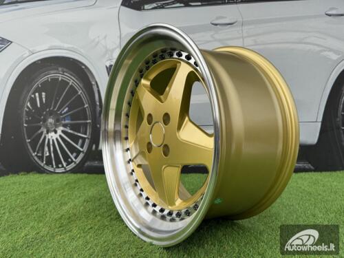 Ratlankis Ferrari 348 Style R17X8.5J 4X100 ET30 73.1 Gold with Diamond cut lip and black rivets wheel