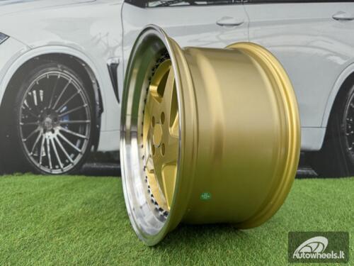 Ratlankis Ferrari 348 Style R17X8.5J 4X100 ET30 73.1 Gold with Diamond cut lip and black rivets wheel