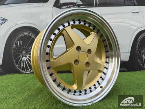 Ratlankis Ferrari 348 Style R17X8.5J 4X100 ET30 73.1 Gold with Diamond cut lip and black rivets wheel
