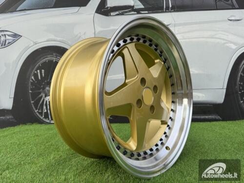 Ratlankis Ferrari 348 Style R17X8.5J 4X100 ET30 73.1 Gold with Diamond cut lip and black rivets wheel