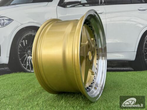 Ratlankis Ferrari 348 Style R17X8.5J 4X100 ET30 73.1 Gold with Diamond cut lip and black rivets wheel
