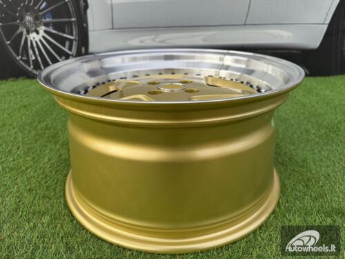 Ratlankis Ferrari 348 Style R17X8.5J 4X100 ET30 73.1 Gold with Diamond cut lip and black rivets wheel