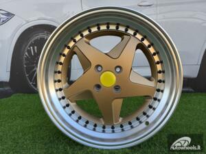 Ratlankis Ferrari 348 Style R17X8.5J 4X100 ET30 73.1 Matt Bronze with Diamond cut lip and black rivets wheel