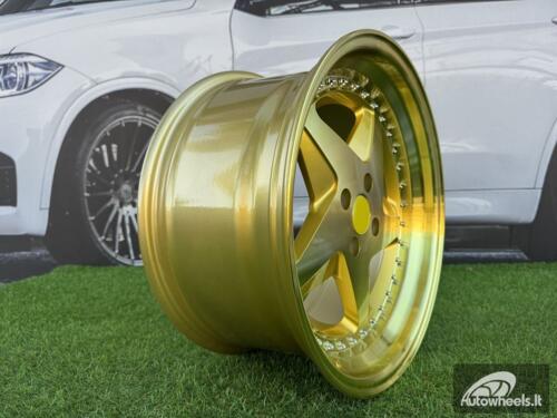 Ratlankis Ferrari 348 Style R17X8.5J 4X100 ET30 73.1 Gold with Diamond cut, Gold Tint and chrome rivets wheel