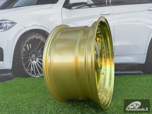 Ratlankis Ferrari 348 Style R17X8.5J 4X100 ET30 73.1 Gold with Golden Lip, Gold Tint and chrome rivets