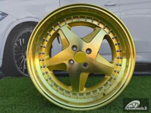 Ratlankis Ferrari 348 Style R17X8.5J 4X100 ET30 73.1 Gold with Golden Lip, Gold Tint and chrome rivets