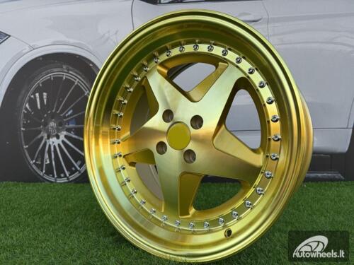 Ratlankis Ferrari 348 Style R17X8.5J 4X100 ET30 73.1 Gold with Golden Lip, Gold Tint and chrome rivets wheel