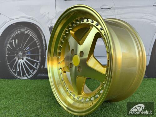 Ratlankis Ferrari 348 Style R17X8.5J 4X100 ET30 73.1 Gold with Golden Lip, Gold Tint and chrome rivets wheel