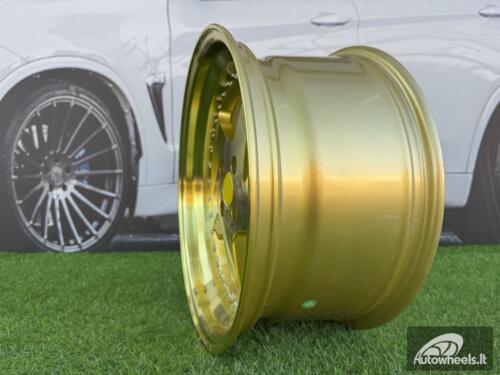 Ratlankis Ferrari 348 Style R17X8.5J 4X100 ET30 73.1 Gold with Golden Lip, Gold Tint and chrome rivets wheel