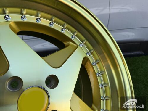 Ratlankis Ferrari 348 Style R17X8.5J 4X100 ET30 73.1 Gold with Golden Lip, Gold Tint and chrome rivets wheel