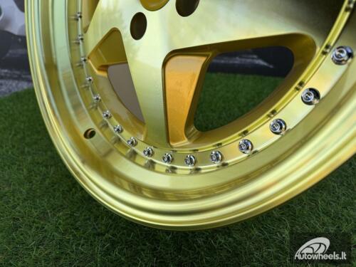 Ratlankis Ferrari 348 Style R17X8.5J 4X100 ET30 73.1 Gold with Golden Lip, Gold Tint and chrome rivets wheel