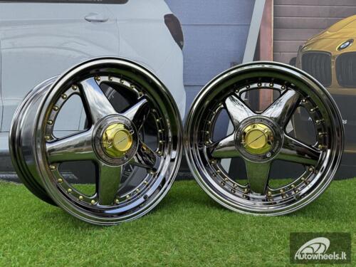 Ratlankis Ferrari Azev Type A Style R17X8.5J 5X112/5X120 ET25 72.6 Black chrome with gold rivets wheel