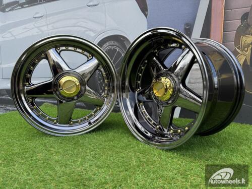 Ratlankis Ferrari Azev Type A Style R17X8.5J 5X112/5X120 ET25 72.6 Black chrome with gold rivets wheel