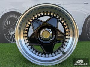Ratlankis Ferrari Billet style 15X8.25J 4X100/4X114.3 ET20 73.1 Black with Diamond cut lip and black rivets