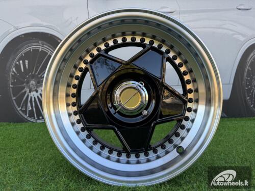 Ratlankis Ferrari Billet style 15X8.25J 4X100/4X114.3 ET20 73.1 Black with Diamond cut lip and black rivets wheel
