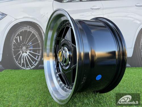 Ratlankis Ferrari Billet style 15X8.25J 4X100/4X114.3 ET20 73.1 Black with Diamond cut lip and black rivets wheel