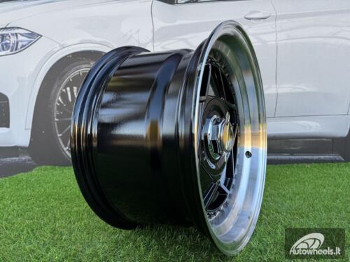 Ratlankis Ferrari Billet style 15X8.25J 4X100/4X114.3 ET20 73.1 Black with Diamond cut lip and black rivets wheel