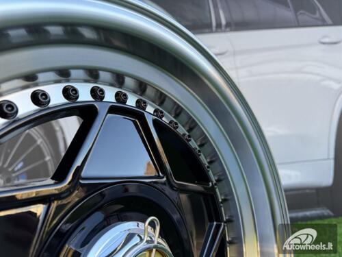 Ratlankis Ferrari Billet style 15X8.25J 4X100/4X114.3 ET20 73.1 Black with Diamond cut lip and black rivets wheel