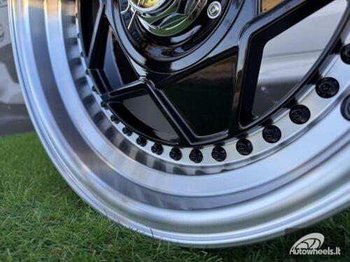 Ratlankis Ferrari Billet style 15X8.25J 4X100/4X114.3 ET20 73.1 Black with Diamond cut lip and black rivets wheel