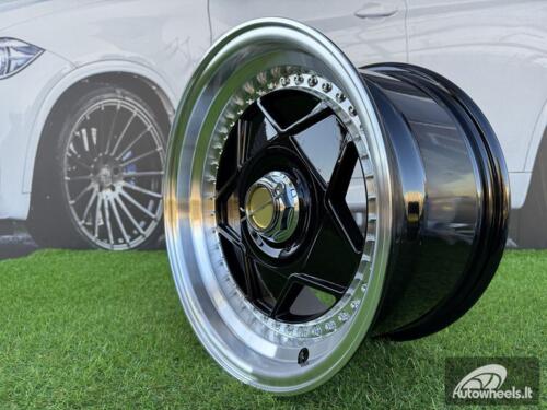 Ratlankis Ferrari Billet style 15X8.25J 4X100/4X108 ET20 73.1 Black with Diamond cut lip and chrome rivets