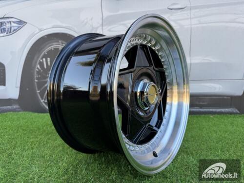 Ratlankis Ferrari Billet style 15X8.25J 4X100/4X108 ET20 73.1 Black with Diamond cut lip and chrome rivets