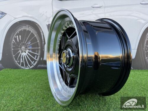 Ratlankis Ferrari Billet style 15X8.25J 4X100/4X108 ET20 73.1 Black with Diamond cut lip and chrome rivets wheel