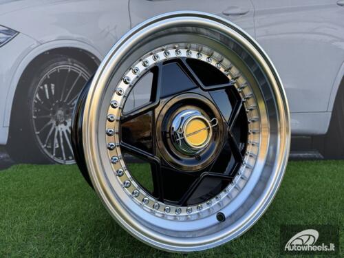 Ratlankis Ferrari Billet style 15X8.25J 4X100/4X108 ET20 73.1 Black with Diamond cut lip and chrome rivets wheel