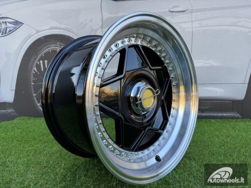 Ratlankis Ferrari Billet style 15X8.25J 4X100/4X108 ET20 73.1 Black with Diamond cut lip and chrome rivets wheel