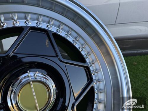 Ratlankis Ferrari Billet style 15X8.25J 4X100/4X108 ET20 73.1 Black with Diamond cut lip and chrome rivets wheel