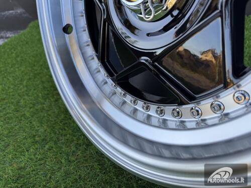 Ratlankis Ferrari Billet style 15X8.25J 4X100/4X108 ET20 73.1 Black with Diamond cut lip and chrome rivets wheel