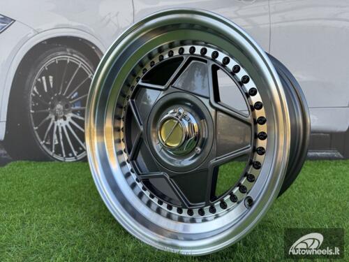 Ratlankis Ferrari Billet style 15X8.25J 4X100/4X114.3 ET20 73.1 Grey with Diamond cut lip and black rivets wheel
