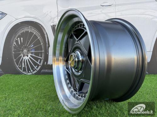 Ratlankis Ferrari Billet style 15X8.25J 4X100/4X114.3 ET20 73.1 Grey with Diamond cut lip and black rivets wheel