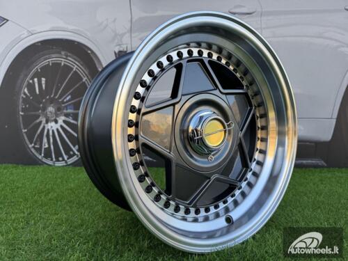 Ratlankis Ferrari Billet style 15X8.25J 4X100/4X114.3 ET20 73.1 Grey with Diamond cut lip and black rivets wheel