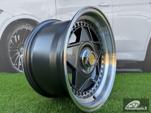 Ratlankis Ferrari Billet style 15X8.25J 4X100/4X114.3 ET20 73.1 Grey with Diamond cut lip and black rivets wheel