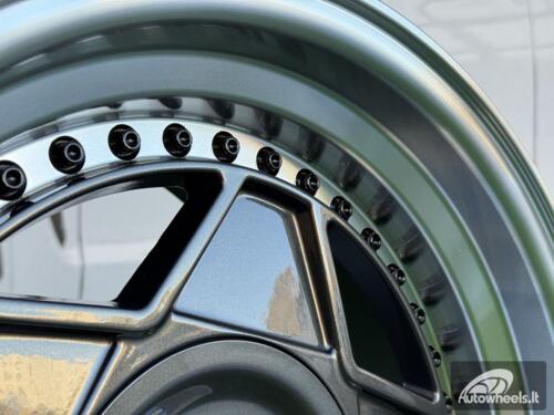 Ratlankis Ferrari Billet style 15X8.25J 4X100/4X114.3 ET20 73.1 Grey with Diamond cut lip and black rivets wheel