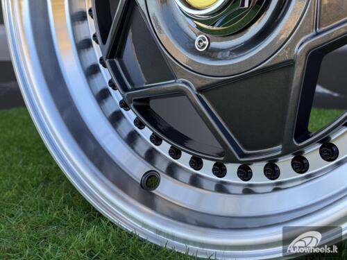 Ratlankis Ferrari Billet style 15X8.25J 4X100/4X114.3 ET20 73.1 Grey with Diamond cut lip and black rivets wheel