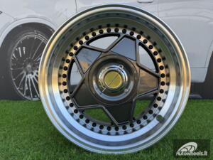 Ratlankis Ferrari Billet style 15X8.25J 4X100/4X114.3 ET20 73.1 Grey with Diamond cut lip and black rivets wheel