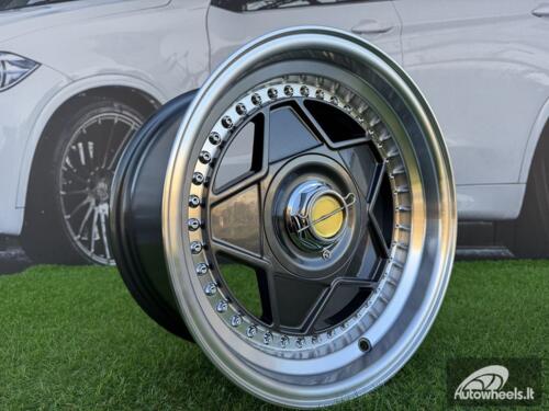 Ratlankis Ferrari Billet style 15X8.25J 4X100/4X108 ET20 73.1 Grey with Diamond cut lip and chrome rivets