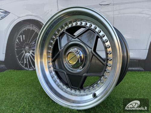 Ratlankis Ferrari Billet style 15X8.25J 4X100/4X108 ET20 73.1 Grey with Diamond cut lip and chrome rivets wheel