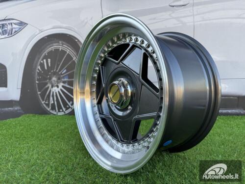 Ratlankis Ferrari Billet style 15X8.25J 4X100/4X108 ET20 73.1 Grey with Diamond cut lip and chrome rivets wheel