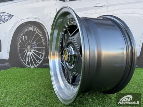 Ratlankis Ferrari Billet style 15X8.25J 4X100/4X108 ET20 73.1 Grey with Diamond cut lip and chrome rivets wheel