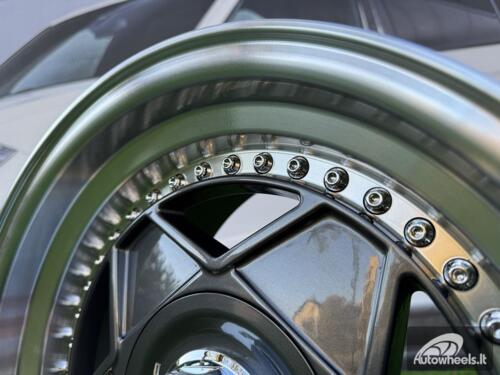 Ratlankis Ferrari Billet style 15X8.25J 4X100/4X108 ET20 73.1 Grey with Diamond cut lip and chrome rivets wheel