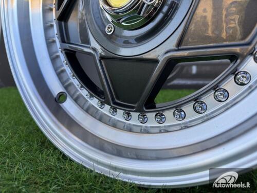 Ratlankis Ferrari Billet style 15X8.25J 4X100/4X108 ET20 73.1 Grey with Diamond cut lip and chrome rivets wheel