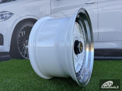 Ratlankis Ferrari Billet style 15X8.25J 4X100/4X114.3 ET20 73.1 White with Diamond cut lip and black rivets