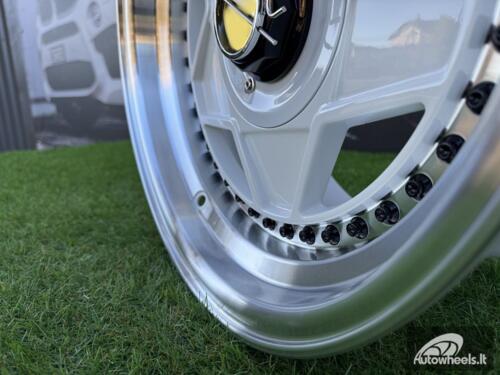 Ratlankis Ferrari Billet style 15X8.25J 4X100/4X114.3 ET20 73.1 White with Diamond cut lip and black rivets