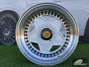 Ratlankis Ferrari Billet style 15X8.25J 4X100/4X114.3 ET20 73.1 White with Diamond cut lip and black rivets