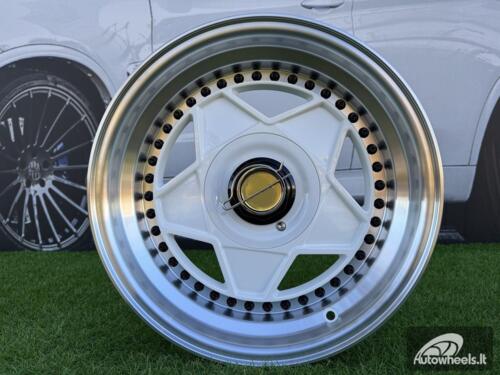 Ratlankis Ferrari Billet style 15X8.25J 4X100/4X114.3 ET20 73.1 White with Diamond cut lip and black rivets wheel